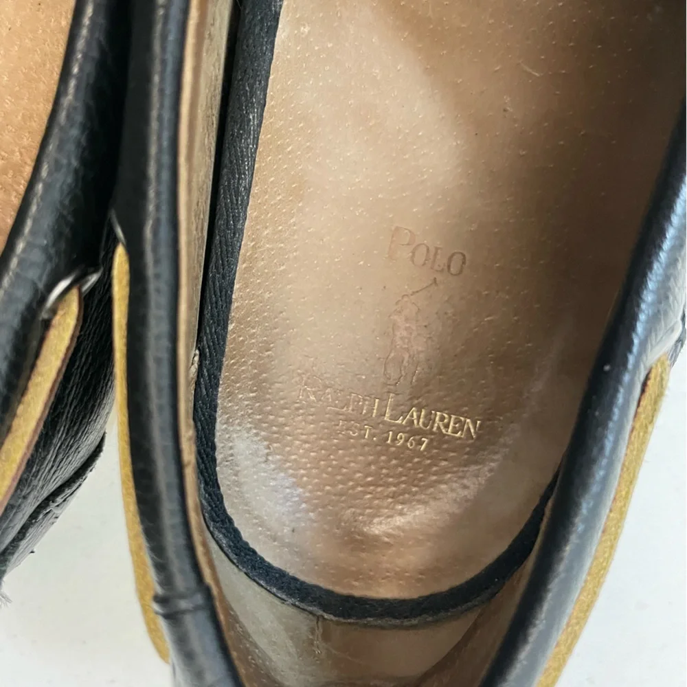 Polo Ralph Lauren Leather BIENNE 2 Boat Shoes in Navy Size 10 1/2 D
